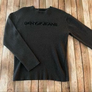 Vintage DKNY mens long sleeve ribbed Crewneck pullover sweater | size XL